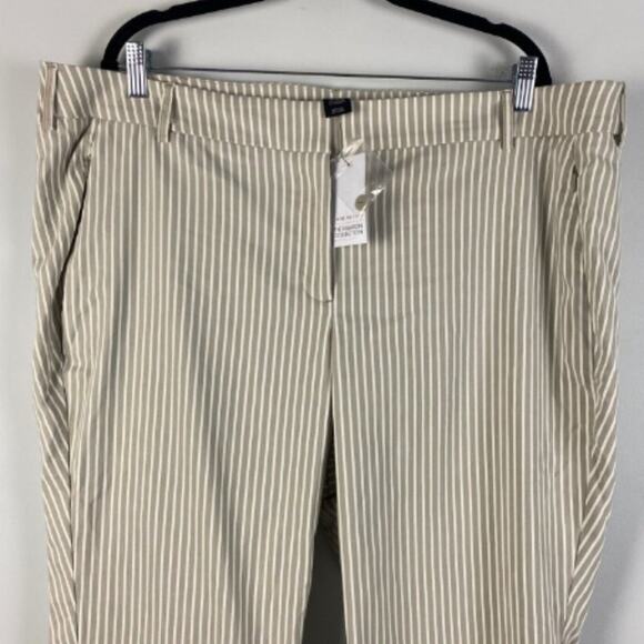 NEW Lane Bryant 4 Season Stripe Mid Rise Ankle Pants Size 26 Plus Slimming Tan - Picture 2 of 8